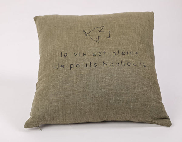 Coussin carré la vie est pleine de petits bonheurs