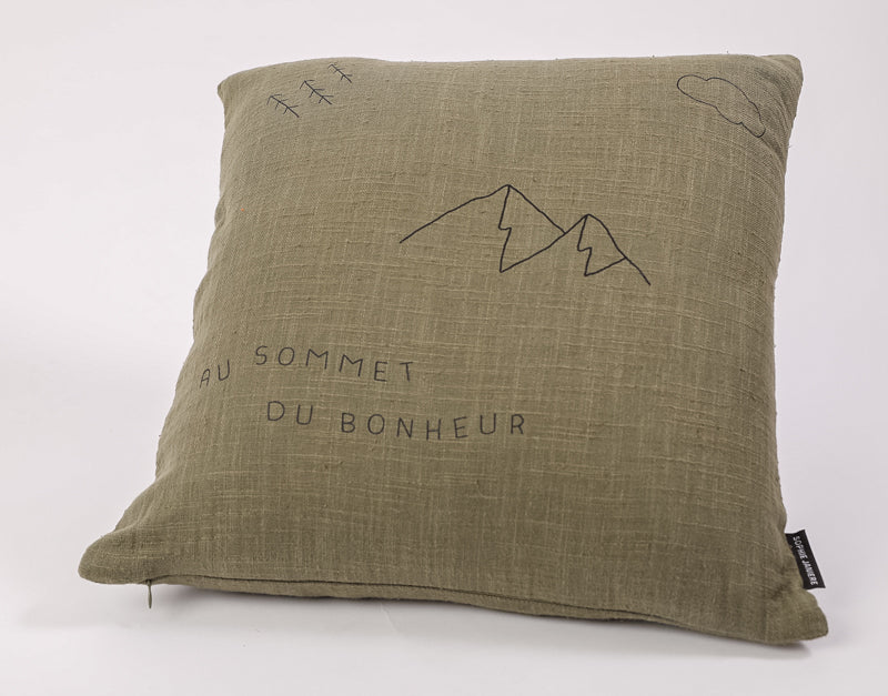 Coussin carré au sommet du bonheur