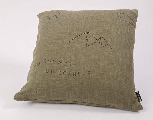 Coussin carré au sommet du bonheur