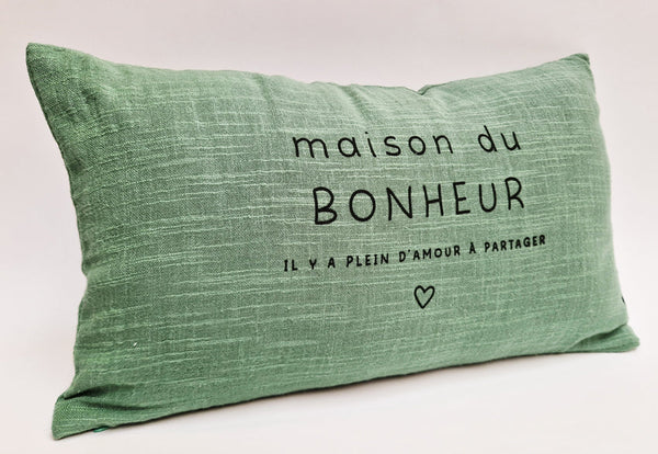Coussin rectangle maison du bonheur