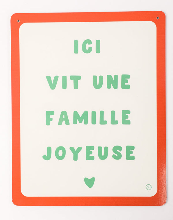 Plaque décorative ici vit une famille joyeuses