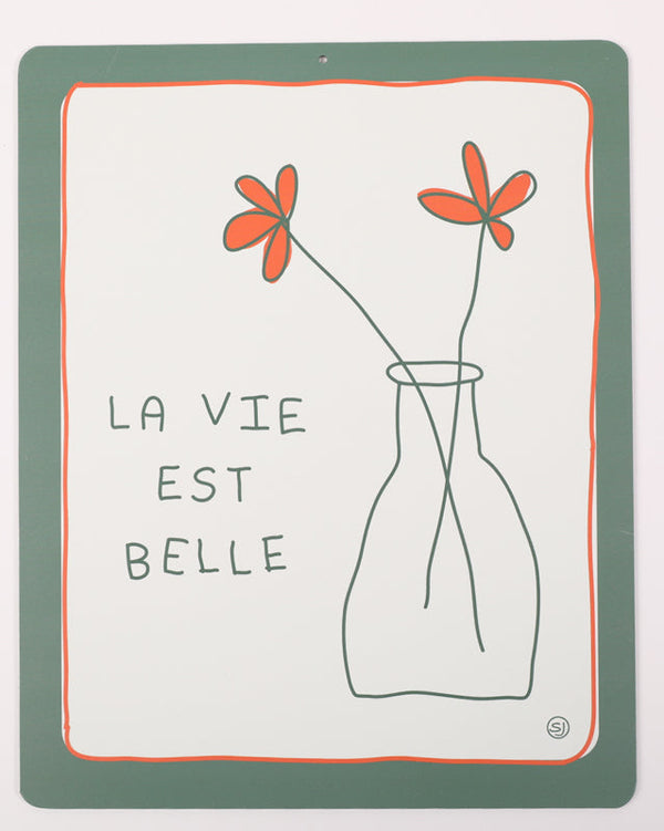 Plaque décorative vase la vie est belle
