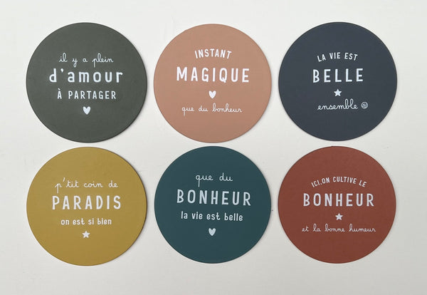 lot de 6 dessous de verre ici on cultive le bonheur