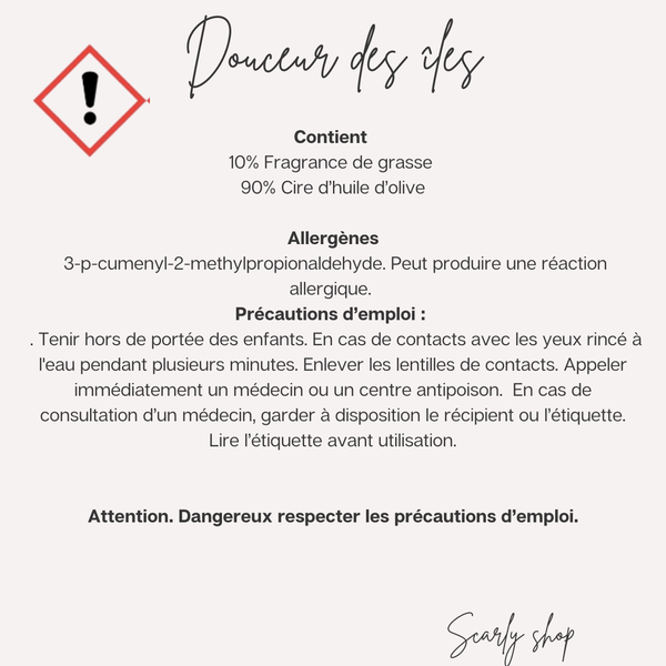 Bougie monoi - Douceur des iles - Monoi vanille - Scarly Shop