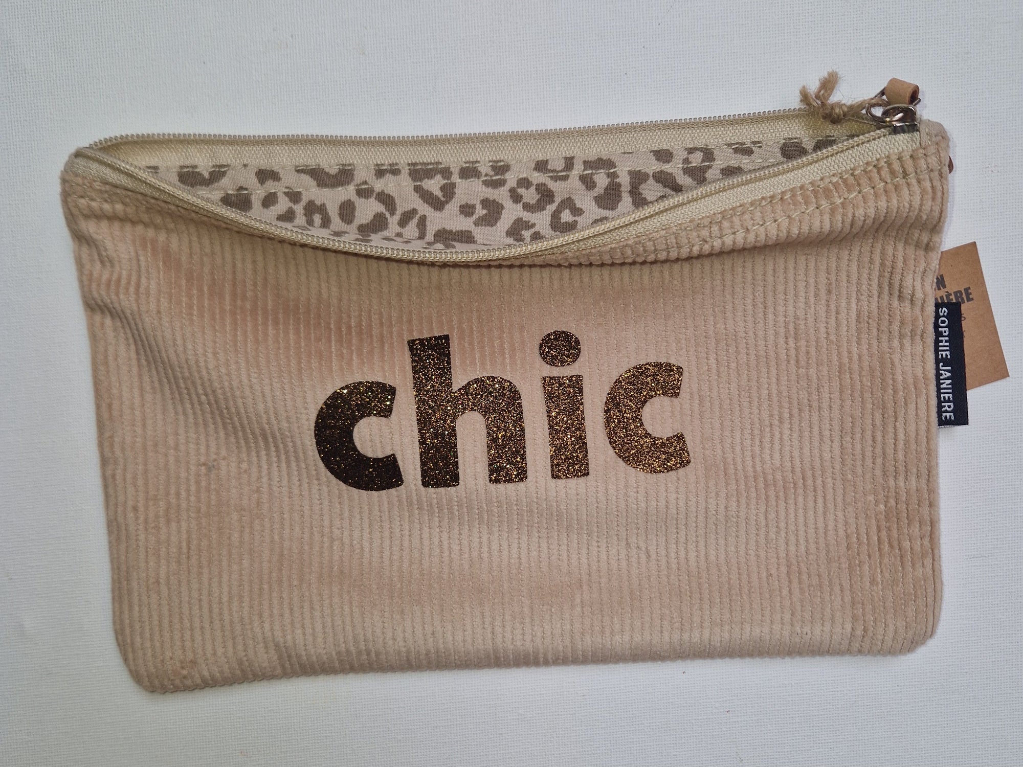 Trousse plate velours paillettes