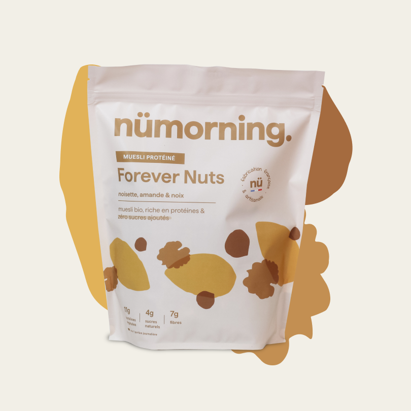 Paquet de 1kg de muesli bio et protéiné Forever Nuts nümorning, aux amandes et aux noisettes