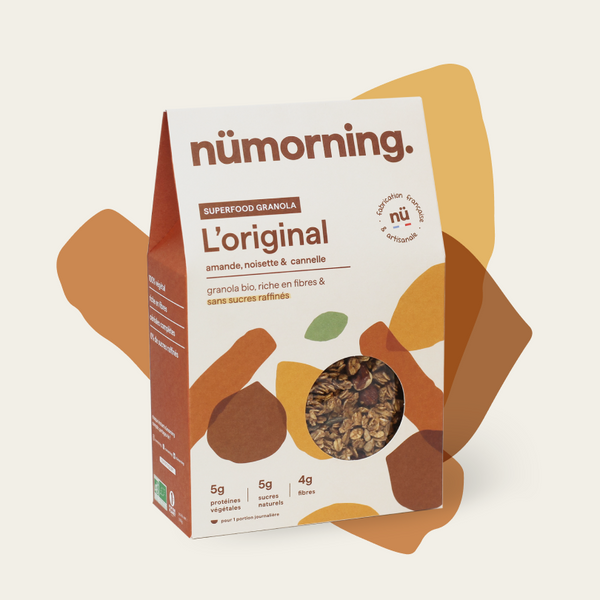 Paquet de 300g de granola bio L'original nümorning, à l'amande, aux noisettes et à la cannelle