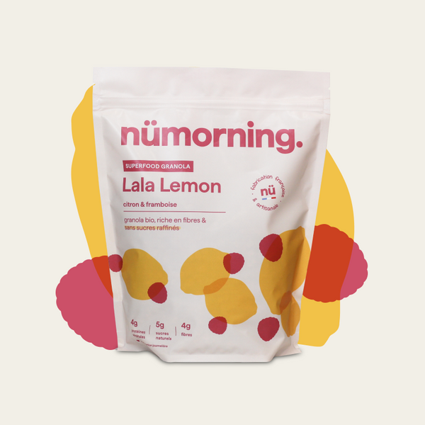 Paquet de 1kg de granola bio Lala Lemon nümorning, à la framboise et au citron