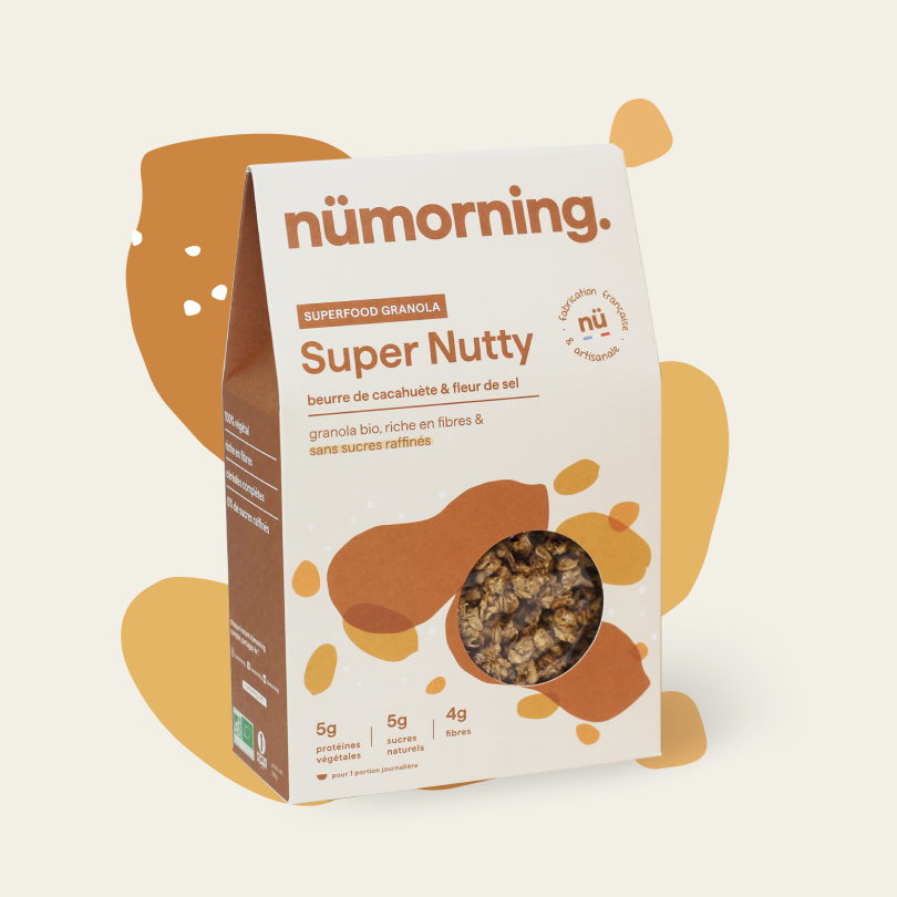 Paquet de 300g de granola bio Super Nutty nümorning, au beurre de cacahuète